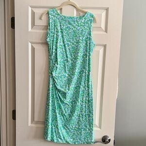 Elegant Green Patterned Midi Dress